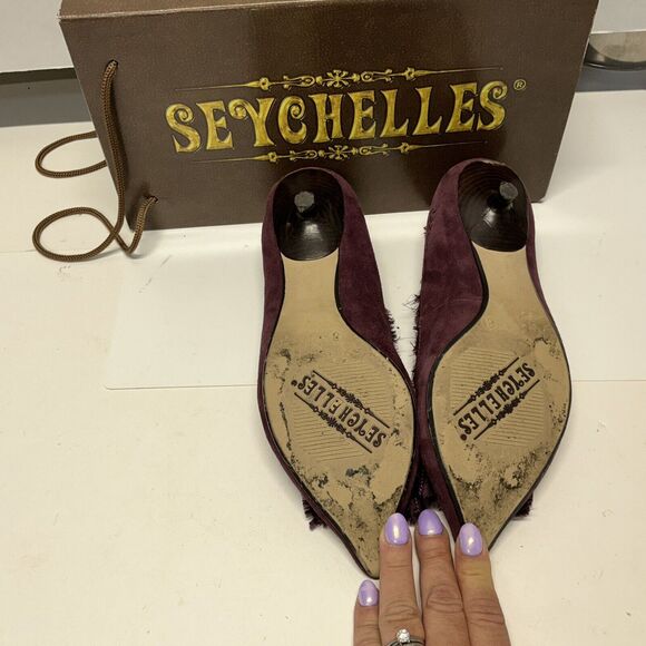 Women’s Seychelles Blackmail Burgundy Suede Kitten Heels, Size 8, Box Inc.‎ - Picture 6 of 13